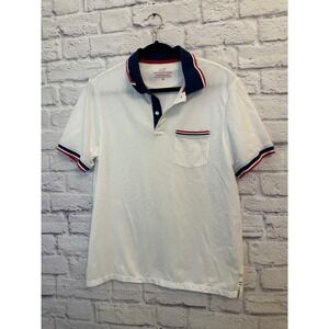 Vineyard Vines Edgartown Polo Shirt Mens Medium White Blue Red Short Sleeve